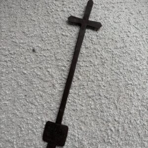 Antique Ethiopian Coptic Hand Cross – Iron Blessing Cross with Geʽez Inscription (18th–19th Century)