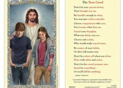 Laminated Holy Card 25P Christ Teens/Teen Cred