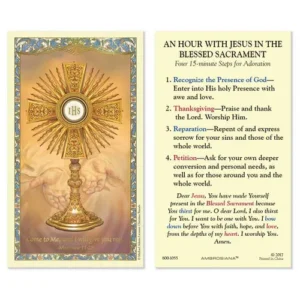 Laminated Holy Card 25P Adoration Blessed Sac