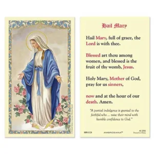 Laminated Holy Card 25P Our Lady of Grace / Hail Mary