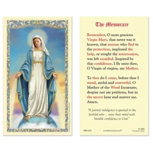 Laminated Holy Card 25P Our Lady of Grace / Memorare