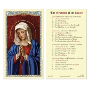 Laminated Holy Card 25P OL Rosary 20 Mysteries
