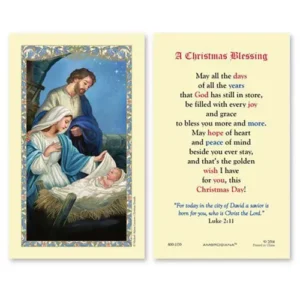 Laminated Holy Card 25P Nativity/Chr Blessng