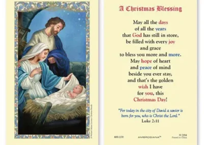 Laminated Holy Card 25P Nativity/Chr Blessng