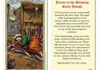 Laminated Holy Card 25P Sleeping Saint Joseph