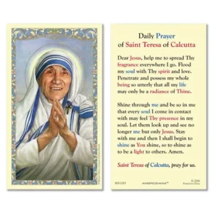 Laminated Holy Card 25P Saint Teresa Calcutta