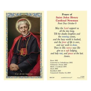 Laminated Holy Card 25P St J H Cardinal Newman