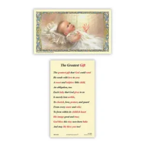 Laminated Holy Card 25P Baptism Greatest Gift