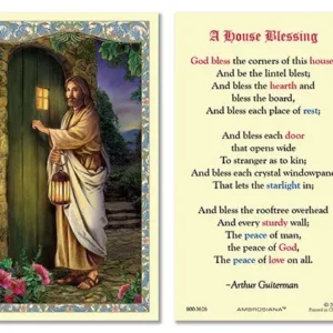Laminated Holy Card 25P Christ Knock/House Bless