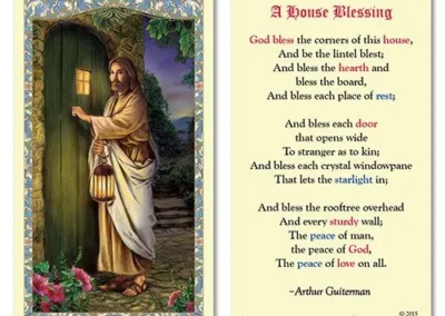 Laminated Holy Card 25P Christ Knock/House Bless