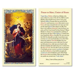 Laminated Holy Card 25P Mary Untier Of Knots