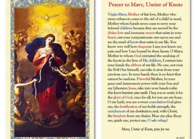 Laminated Holy Card 25P Mary Untier Of Knots