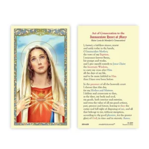 Laminated Holy Card 25P Consecration To IHM