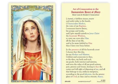 Laminated Holy Card 25P Consecration To IHM