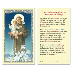 Laminated Holy Card 25P Saint Anthony Lost Things