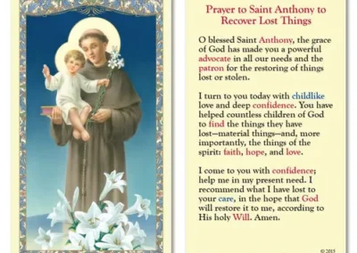 Laminated Holy Card 25P Saint Anthony Lost Things