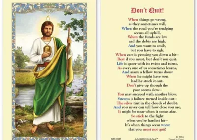 Laminated Holy Card 25P Saint Jude/Don't Quit