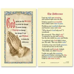 Laminated Holy Card 25P Serenity/The Differenc