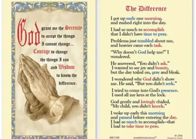 Laminated Holy Card 25P Serenity/The Differenc