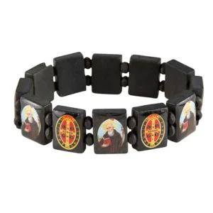 Black Wod Saint Benedict Bracelet with Image