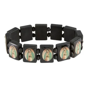 Wood Bead Epoxy Our Lady of Guadalupe Bracelet