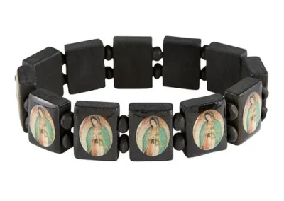 Wood Bead Epoxy Our Lady of Guadalupe Bracelet