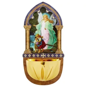 Laser Wood Holy Water Font - Guardian Angel