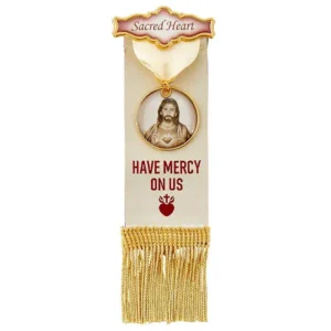 Vintage Ribbon Pin W/ Tassle Sacred Heart