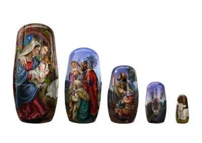 5 Pce Nativity Nesting Dolls Set