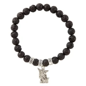 Saint Michael Lava Bead Bracelet