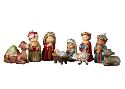 4" H 9-pc Child Nativity Set