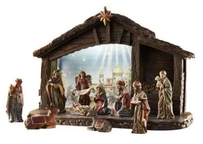 3"H 11-pc Nativity W/8"H Stble