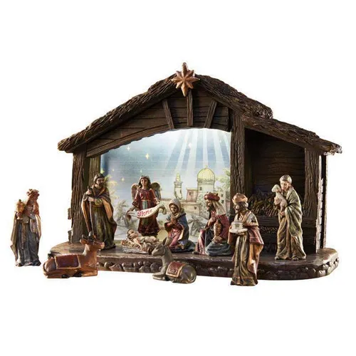 3″H 11-pc Nativity W/8″H Stble – Statues... 3"H 11-pc Nativity W/8"H Stble