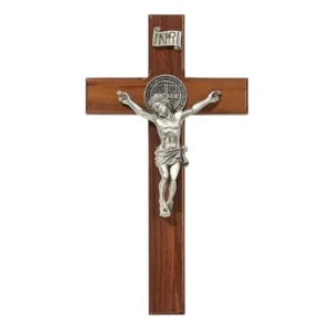 8" Saint Benedict Crucifix Ant Sil