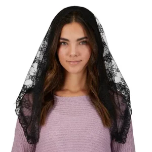 Blk Lace Trad Chapel Veil