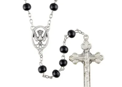 Confirmation Rosary; Wood Black Bead 6MM
