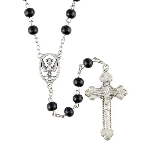 Confirmation Rosary; Wood Black Bead 6MM – Rosaries... Confirmation Rosary; Wood Black Bead 6MM