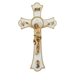 8" Holy Mass Non Dev Crucifix White