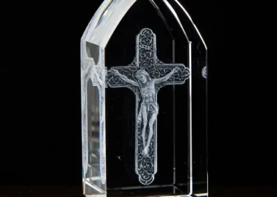 Crucifix Etched Glass