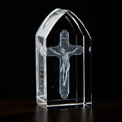 Crucifix Etched Glass – Catholic Home Crucifix Etched Glass
