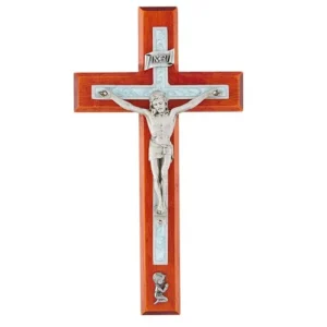 8" Cherry Crucifix Blue Baby Boy