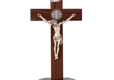 9' Standing Walnut Saint Benedict Crucifix