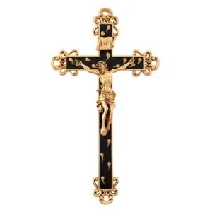 10" Crucifix Black/Gold Finish