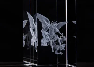 Square Etched Glass Saint Michael