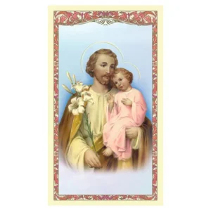 Spanish Laminated Holy Card 25p St Jsph N Child