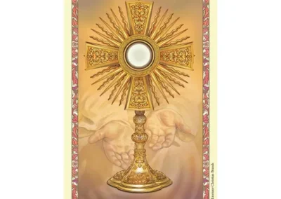 Spanish Laminated Holy Card 25p Eucharist Ador
