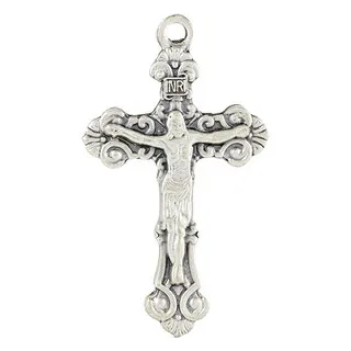 Silver Oxidized 1-1/4″ Heritage Ornate Crucifix/18... Silver Oxidized 1-1/4" Heritage Ornate Crucifix/18