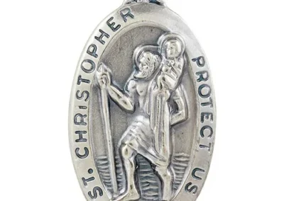 Silver Oxidized 1-3/8" Heritage Saint Christopher-24"