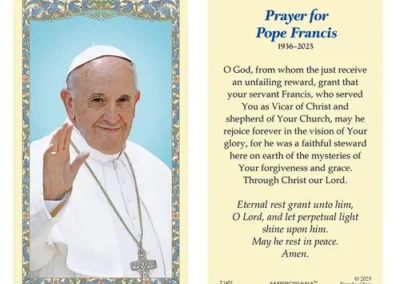 Laminated Holy Card 25p Pope Francis Mem