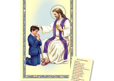 Laminated Holy Card: Christ With Boy 25pc